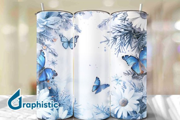 Blue Floral Butterfly Tumbler Wrap 30: A Versatile Graphics Asset