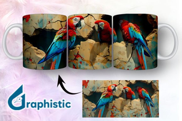 Break Through Parrots Couple Mug Wrap 11: A Versatile Graphics Asset