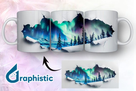Cracked Northern Lights Mug Wrap 15: A Versatile Graphics Asset
