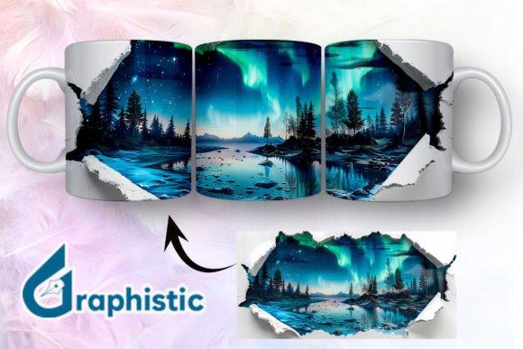 Cracked Northern Lights Mug Wrap 17: A Versatile Graphics Asset