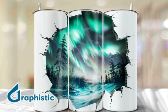 Cracked Northern Lights Tumbler Wrap 35: A Premium Graphics Background