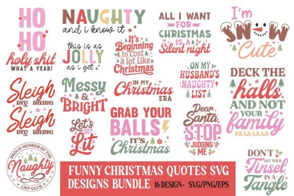 Funny Christmas Quote SVG Design Bundle for Graphics and Crafts