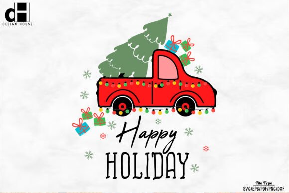 Hand Drawn Christmas Truck SVG PNG for Creative Crafts