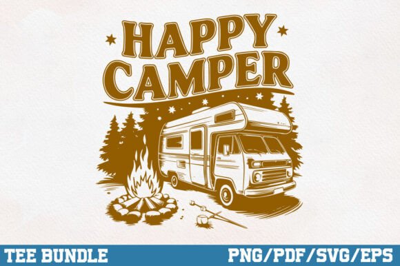 Happy Camper, Camping Trendy Design for Crafts and Graphics