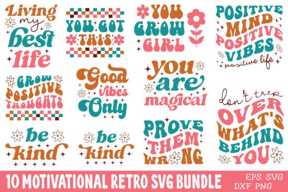 Motivational Retro SVG Bundle: A Versatile Graphics Asset for Crafts